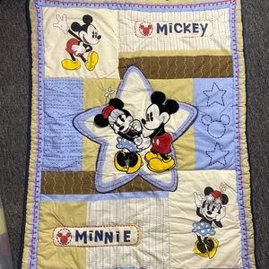 Vintage Disney Blanket Comforter Crib Classic Mickey Mouse & Minnie Baby Cover